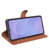 Coque portefeuille Phonesta Litchi Skin pour Samsung Galaxy S26 - Marron 4