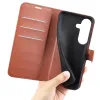Coque portefeuille Phonesta Litchi Skin pour Samsung Galaxy S26 - Marron 5