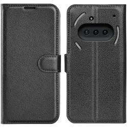 Coque portefeuille Phonesta Litchi Skin pour Nothing Phone (3a) - Noir