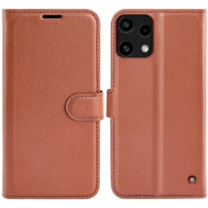 Coque portefeuille Phonesta Litchi Skin pour Nothing Phone (3a) Lite - Marron