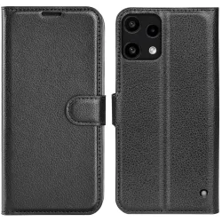 Coque portefeuille Phonesta Litchi Skin pour Nothing Phone (3a) Lite - Noir