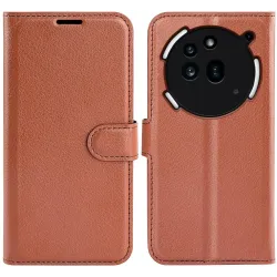 Coque portefeuille Phonesta Litchi Skin pour Nothing Phone (3a) Pro - Marron