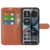 Coque portefeuille Phonesta Litchi Skin pour Nothing Phone (4a) Pro - Marron 3