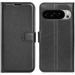 Coque portefeuille Phonesta Litchi Skin pour Google Pixel 10 Pro XL - Noir