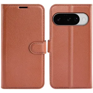Coque portefeuille Phonesta Litchi Skin pour Google Pixel 10 / 10 Pro - Marron