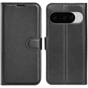 Coque portefeuille Phonesta Litchi Skin pour Google Pixel 10 / 10 Pro - Noir