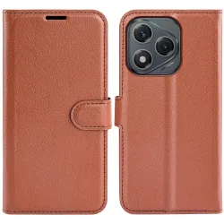 Coque portefeuille Phonesta Litchi Skin pour HONOR 400 Lite - Marron