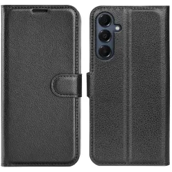 Coque portefeuille Phonesta Litchi Skin pour Samsung Galaxy A17 - Noir