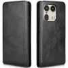 Coque portefeuille Phonesta Leather Vertical Flip pour Motorola Edge 50 Ultra - Noir