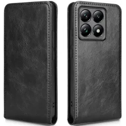 Coque portefeuille Phonesta Leather Vertical Flip pour Xiaomi 14T - Noir
