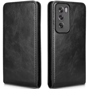 Coque portefeuille Phonesta Leather Vertical Flip pour Oppo Reno12 - Noir