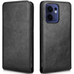 Coque portefeuille Phonesta Leather Vertical Flip pour Oppo Reno13 F 4G/5G / Reno13 FS 5G - Noir