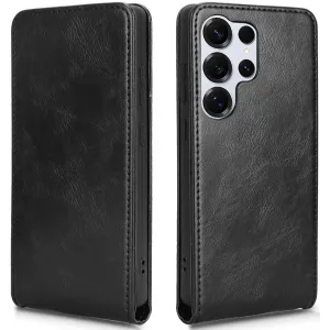 Coque portefeuille Phonesta Leather Vertical Flip pour Samsung Galaxy S25 Ultra - Noir