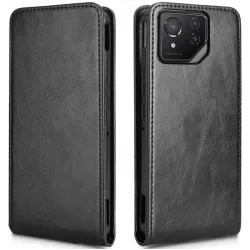 Coque portefeuille Phonesta Leather Vertical Flip pour Asus ROG Phone 8/8 Pro - Noir
