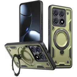 Coque arrière Phonesta MagLock Armor anneau et MagSafe pour Xiaomi 14T Pro - Vert