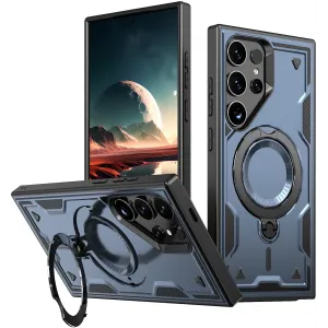 Coque arrière Phonesta MagLock Armor anneau et MagSafe pour Samsung Galaxy S25 Ultra - Bleu foncé