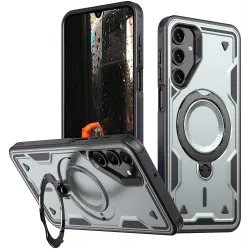 Coque arrière Phonesta MagLock Armor anneau et MagSafe pour Samsung Galaxy A16 - Gris