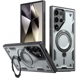 Coque arrière Phonesta MagLock Armor anneau et MagSafe pour Samsung Galaxy S24 Ultra - Gris