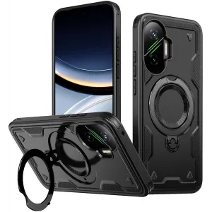 Coque arrière Phonesta MagLock Armor anneau et MagSafe pour Xiaomi Poco F7 - Noir