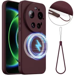 Coque arrière en silicone Phonesta Royale Liquid avec MagSafe pour Xiaomi 17 Ultra - Rouge foncé