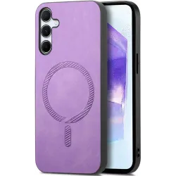 Coque arrière Phonesta Retro Vegan Leather MagSafe pour Samsung Galaxy A55 - Violet