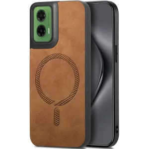 Coque arrière Phonesta Retro Vegan Leather MagSafe pour Motorola Moto G35 - Marron