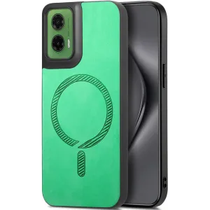 Coque arrière Phonesta Retro Vegan Leather MagSafe pour Motorola Moto G35 - Vert
