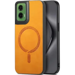 Coque arrière Phonesta Retro Vegan Leather MagSafe pour Motorola Moto G35 - Orange