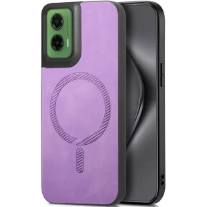 Coque arrière Phonesta Retro Vegan Leather MagSafe pour Motorola Moto G35 - Violet