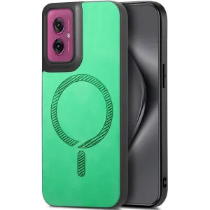 Coque arrière Phonesta Retro Vegan Leather MagSafe pour Motorola Moto G55 - Vert