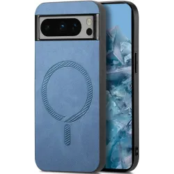 Coque arrière Phonesta Retro Vegan Leather MagSafe pour Google Pixel 9 Pro XL - Bleu