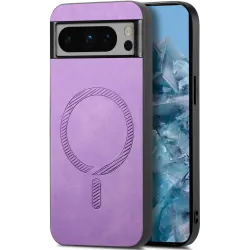 Coque arrière Phonesta Retro Vegan Leather MagSafe pour Google Pixel 9 Pro XL - Violet