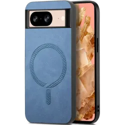 Coque arrière Phonesta Retro Vegan Leather MagSafe pour Google Pixel 9 / 9 Pro - Bleu