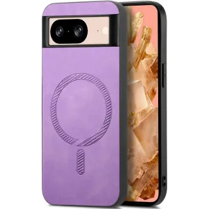 Coque arrière Phonesta Retro Vegan Leather MagSafe pour Google Pixel 9 / 9 Pro - Violet