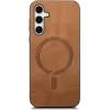 Coque arrière Phonesta Retro Vegan Leather MagSafe pour Samsung Galaxy S25/S24 - Marron