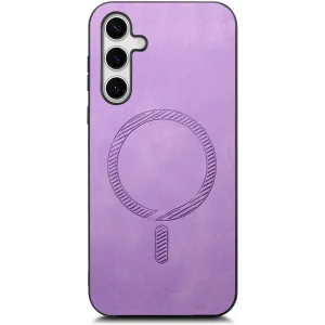 Coque arrière Phonesta Retro Vegan Leather MagSafe pour Samsung Galaxy S25/S24 - Violet
