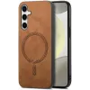 Coque arrière Phonesta Retro Vegan Leather MagSafe pour Samsung Galaxy S25 Plus/S24 Plus - Marron 2