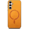 Coque arrière Phonesta Retro Vegan Leather MagSafe pour Samsung Galaxy S25 Plus/S24 Plus - Orange