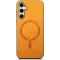 Coque arrière Phonesta Retro Vegan Leather MagSafe pour Samsung Galaxy S25 Plus/S24 Plus - Orange