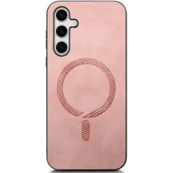 Coque arrière Phonesta Retro Vegan Leather MagSafe pour Samsung Galaxy S25 Plus/S24 Plus - Rose