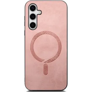 Coque arrière Phonesta Retro Vegan Leather MagSafe pour Samsung Galaxy S25 Plus/S24 Plus - Rose