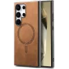 Coque arrière Phonesta Retro Vegan Leather MagSafe pour Samsung Galaxy S25 Ultra - Marron