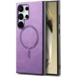 Coque arrière Phonesta Retro Vegan Leather MagSafe pour Samsung Galaxy S25 Ultra - Violet