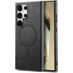 Coque arrière Phonesta Retro Vegan Leather MagSafe pour Samsung Galaxy S25 Ultra - Noir