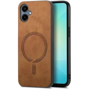 Coque arrière Phonesta Retro Vegan Leather MagSafe pour Samsung Galaxy A06 4G/5G - Marron