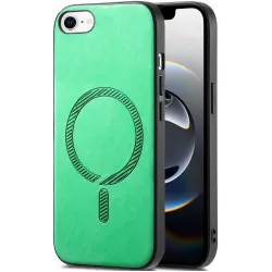 Coque arrière Phonesta Retro Vegan Leather MagSafe pour Apple iPhone 17e/16e - Vert