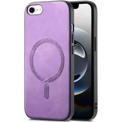 Coque arrière Phonesta Retro Vegan Leather MagSafe pour Apple iPhone 17e/16e - Violet