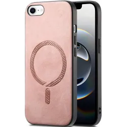 Coque arrière Phonesta Retro Vegan Leather MagSafe pour Apple iPhone 17e/16e - Rose