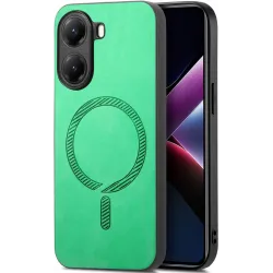 Coque arrière Phonesta Retro Vegan Leather MagSafe pour Xiaomi Poco X7 Pro - Vert