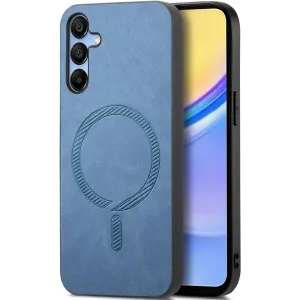 Coque arrière Phonesta Retro Vegan Leather MagSafe pour Samsung Galaxy A16 - Bleu